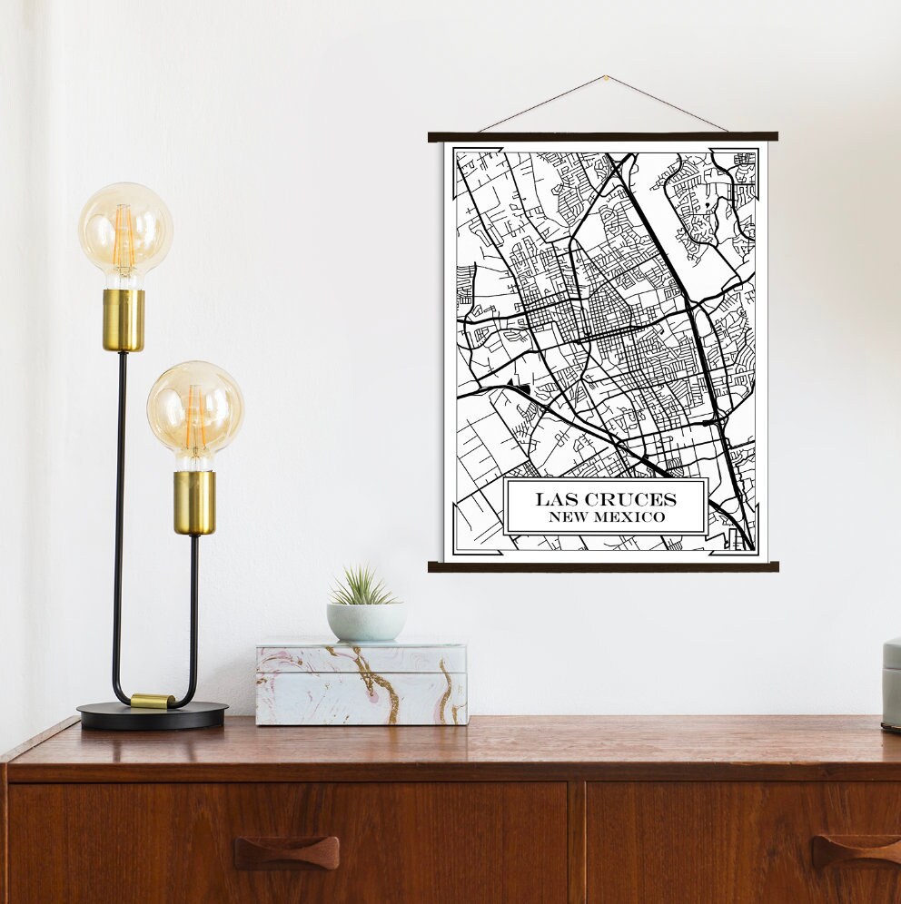 Las Cruces New Mexico Street Map | Hanging Canvas Of Printed Marketplace