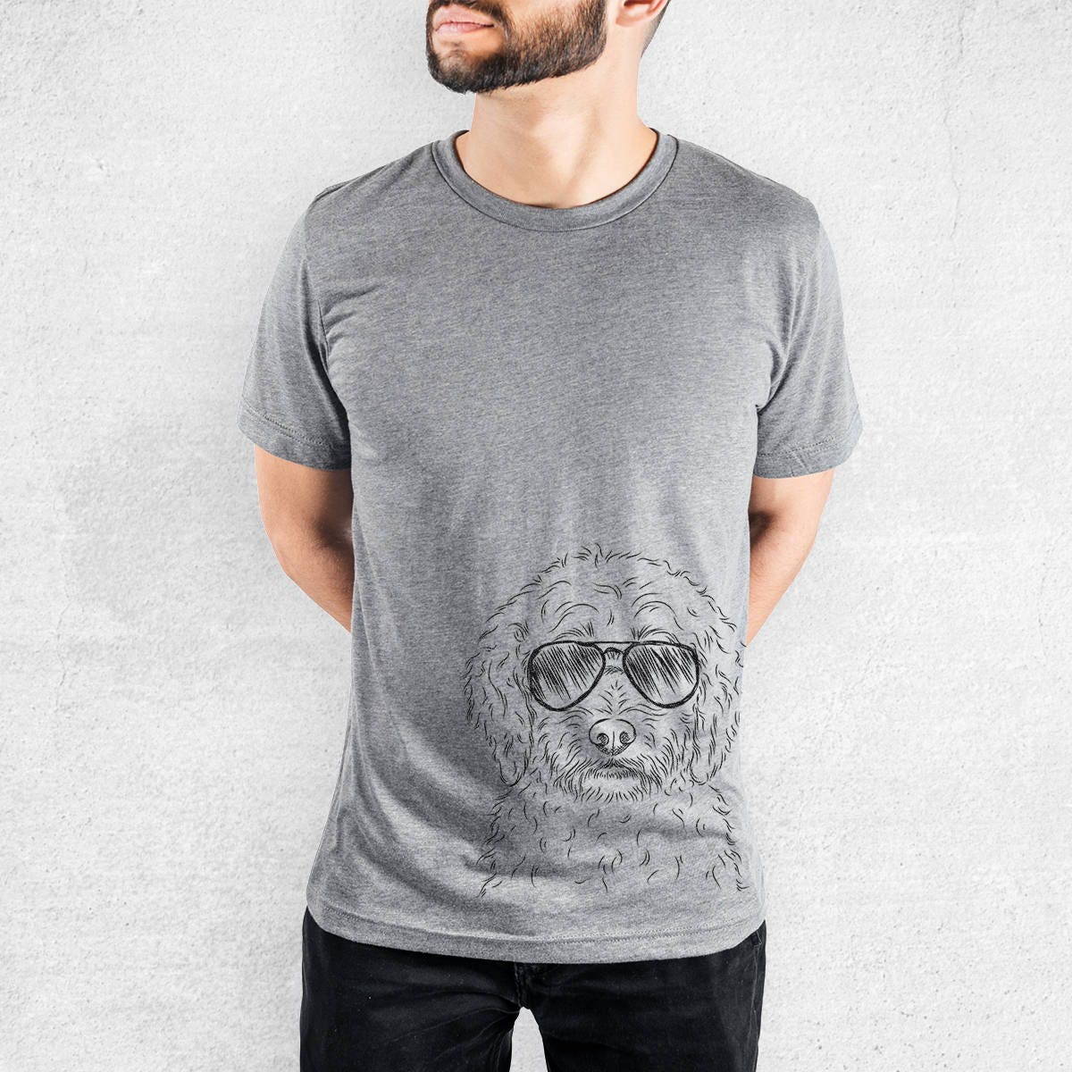 Teddy The Labradoodle - Tri-Blend Unisex Crew Grey Dog Lover Gift, Shirt