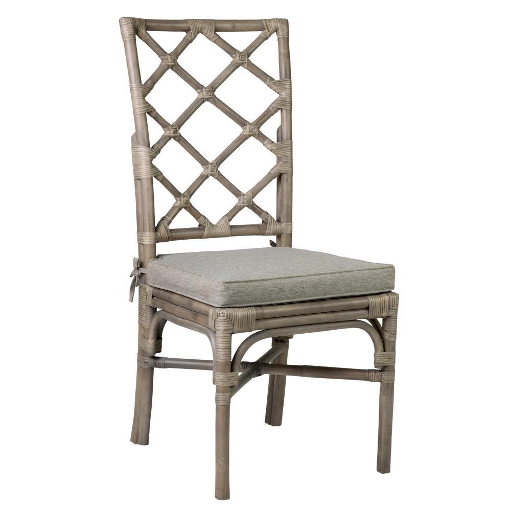 East at Main Set of 2 Casual Polyester Blend Dining Side Chair (Rattan Frame) in Gray | TT-SD-70906-GR