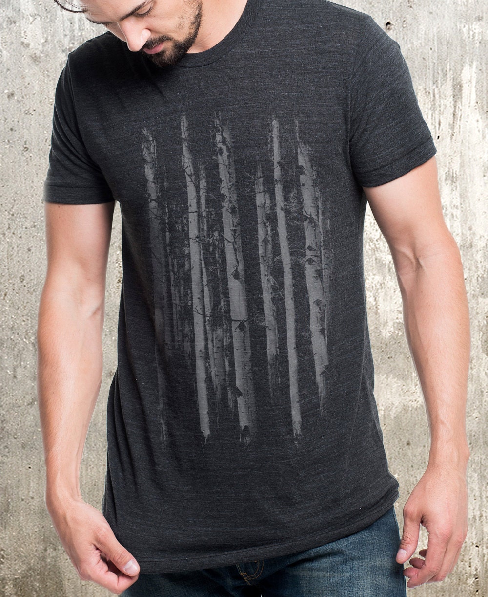 Men's Tri-Blend Graphic Tees - Grunge Forest Hiking Tshirt Men T Shirt Gifts For Men/Unisex |Tri-Black