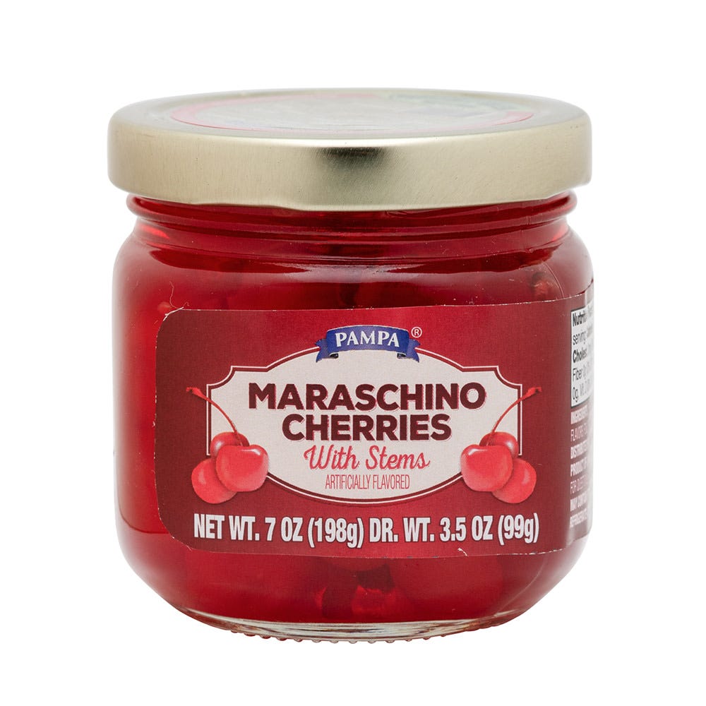 Pampa Maraschino Cherries with stems - 7 oz