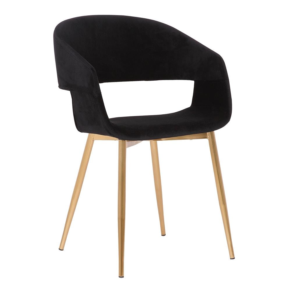 Armen Living Jocelyn Contemporary/Modern Polyester/Polyester Blend Upholstered Dining Arm Chair (Wood Frame) in Black | LCJCCHGLDBL