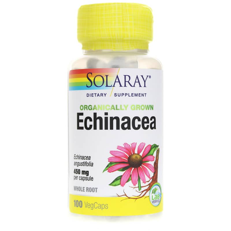 Solaray Echinacea Angustifolia 450 Mg Organically Grown 100 Veg Capsules