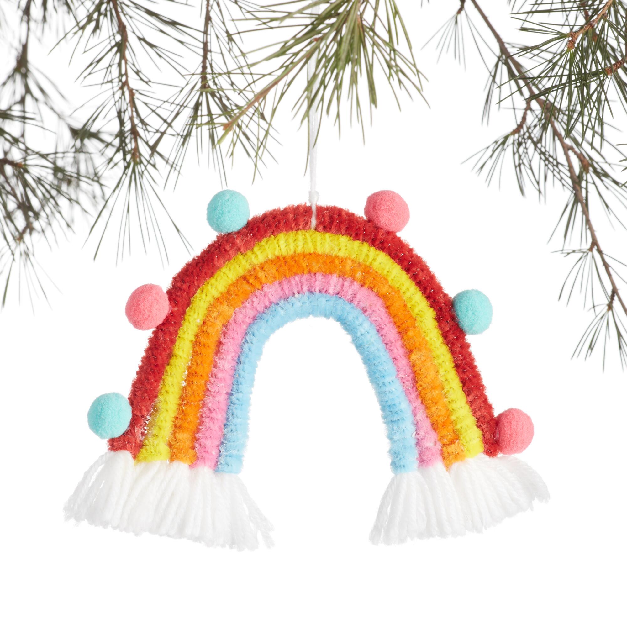 Fabric and Pom Pom Rainbow Ornament: Multi by World Market