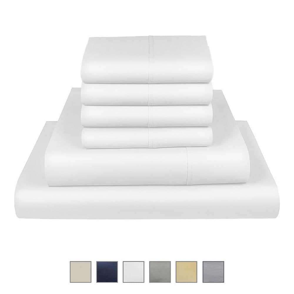 Fisher West New York fwny King Cotton Polyester Blend 4-Piece Bed Sheet in White | 810018901721