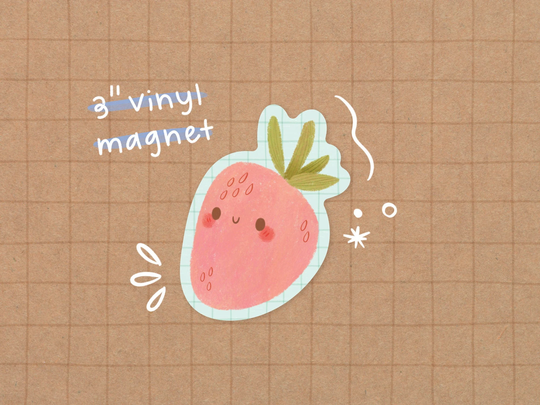 Kawaii Strawberry Cute - 12 Vinyl Sticker Waterproof Decal 