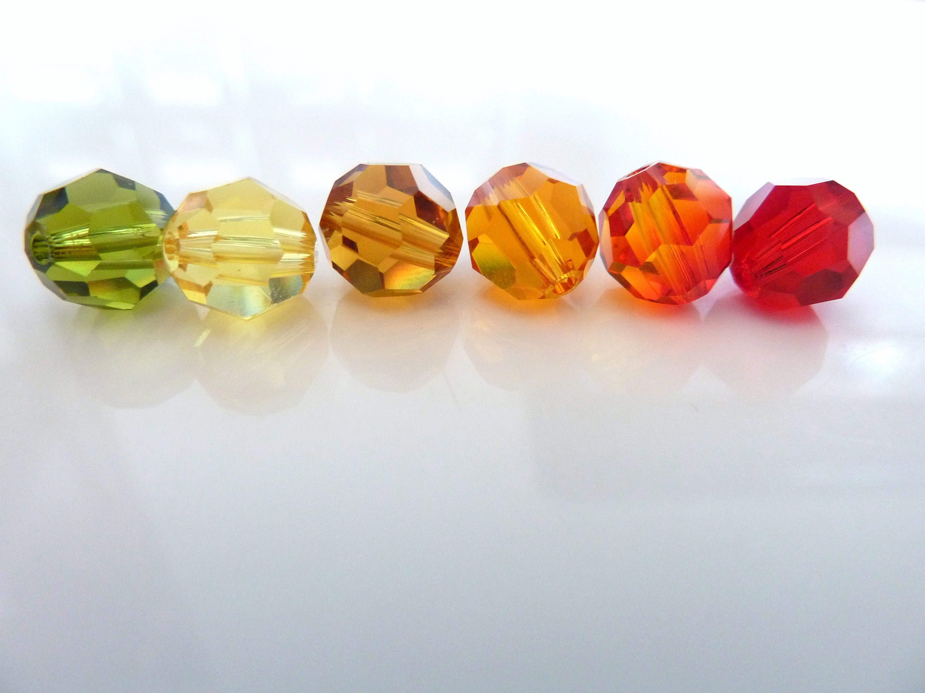 6 Pcs. Swarovski 8mm Autumn Blend Round Crystal Beads 5000 - 1 Of Each Color - Fall Mixed Lot - Loose Crystals Bead Mix - Jewelry Making - Ab8R