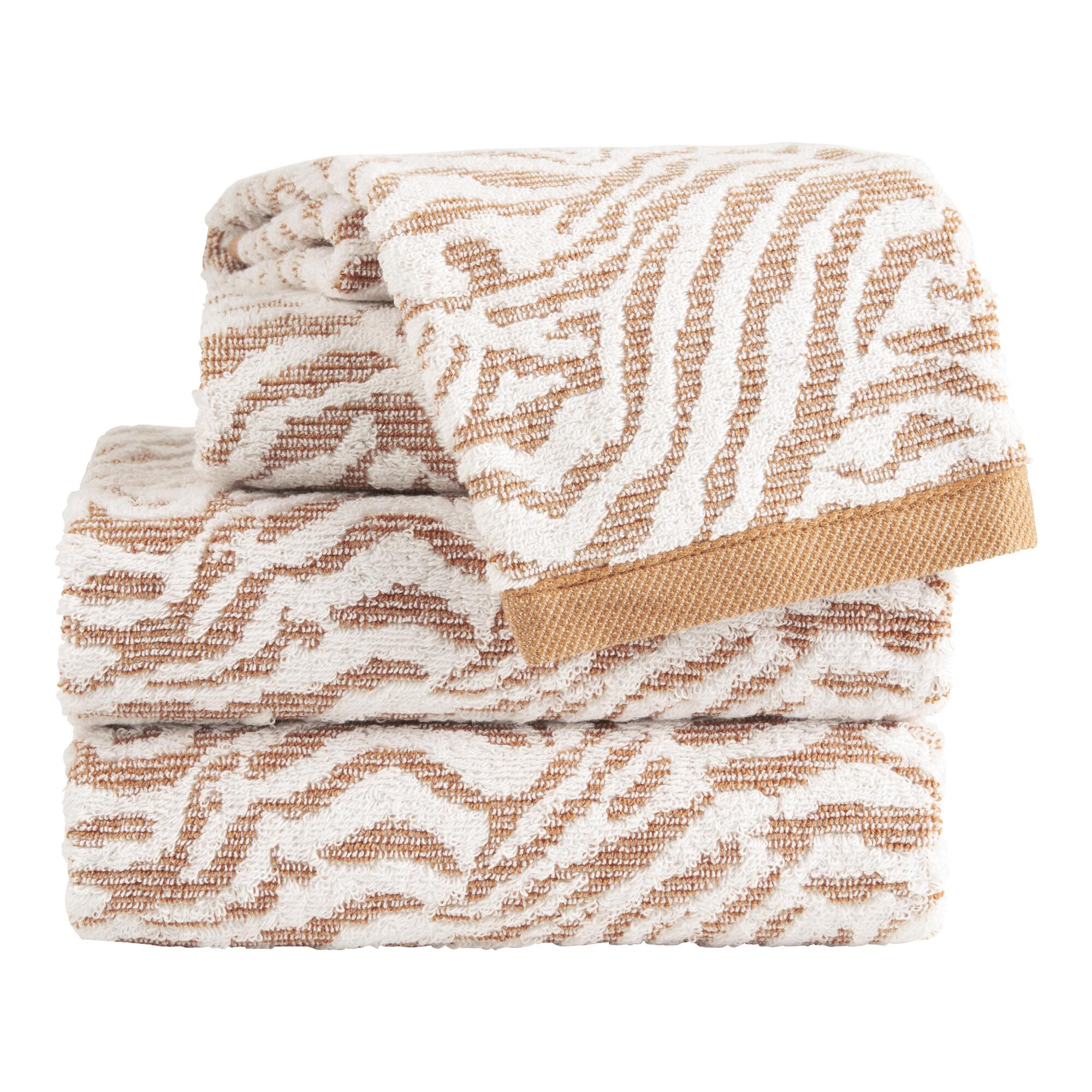 Hazel Brown Sculpted Tiger Stripe Azizi Towel Collection by World Market