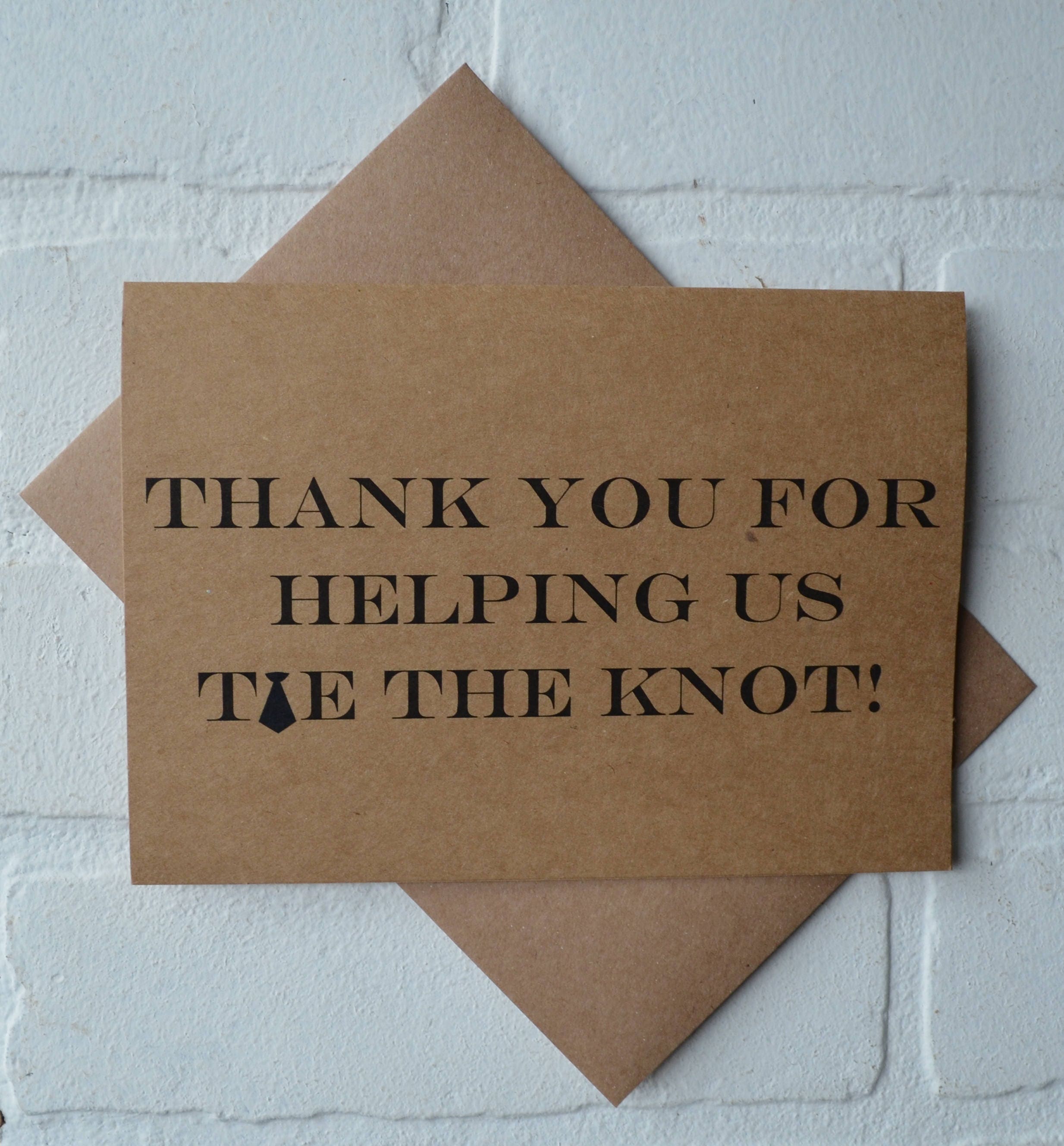 Thank You For Helping Us Tie The Knot Groomsman Card | Funny Kraft Bridal Best Man Thank You Wedding Party