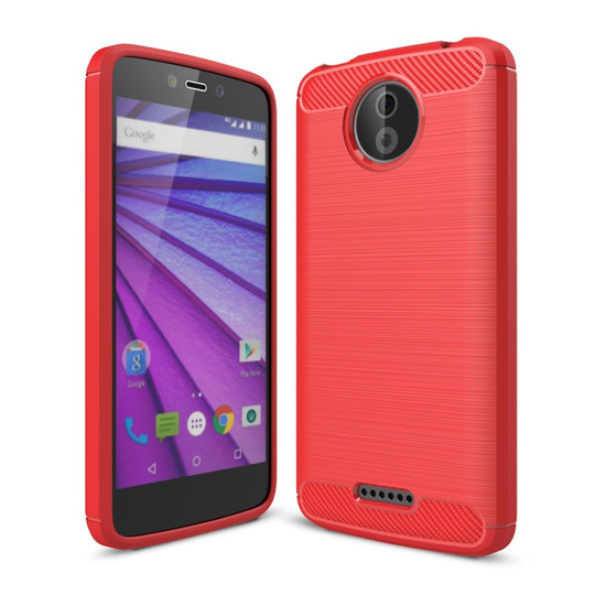 Motorola Moto C Karbon fiber designat skal - Röd