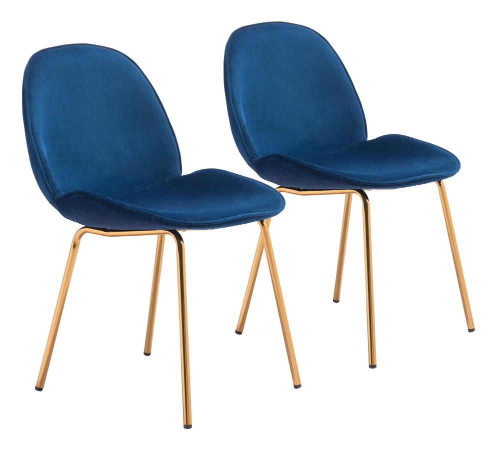 Zuo Modern Set of 2 Siena Contemporary/Modern Polyester/Polyester Blend Upholstered Dining Side Chair (Metal Frame) in Blue | 101219