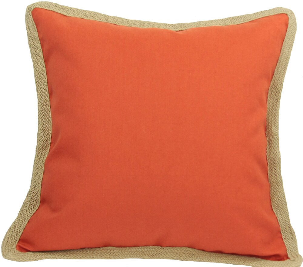 MANOR LUXE Classic Jute Trim20-in x 20-in Pumpkin Cotton Blend Indoor Decorative Pillow in Orange | ML1113082020PUMPKINF