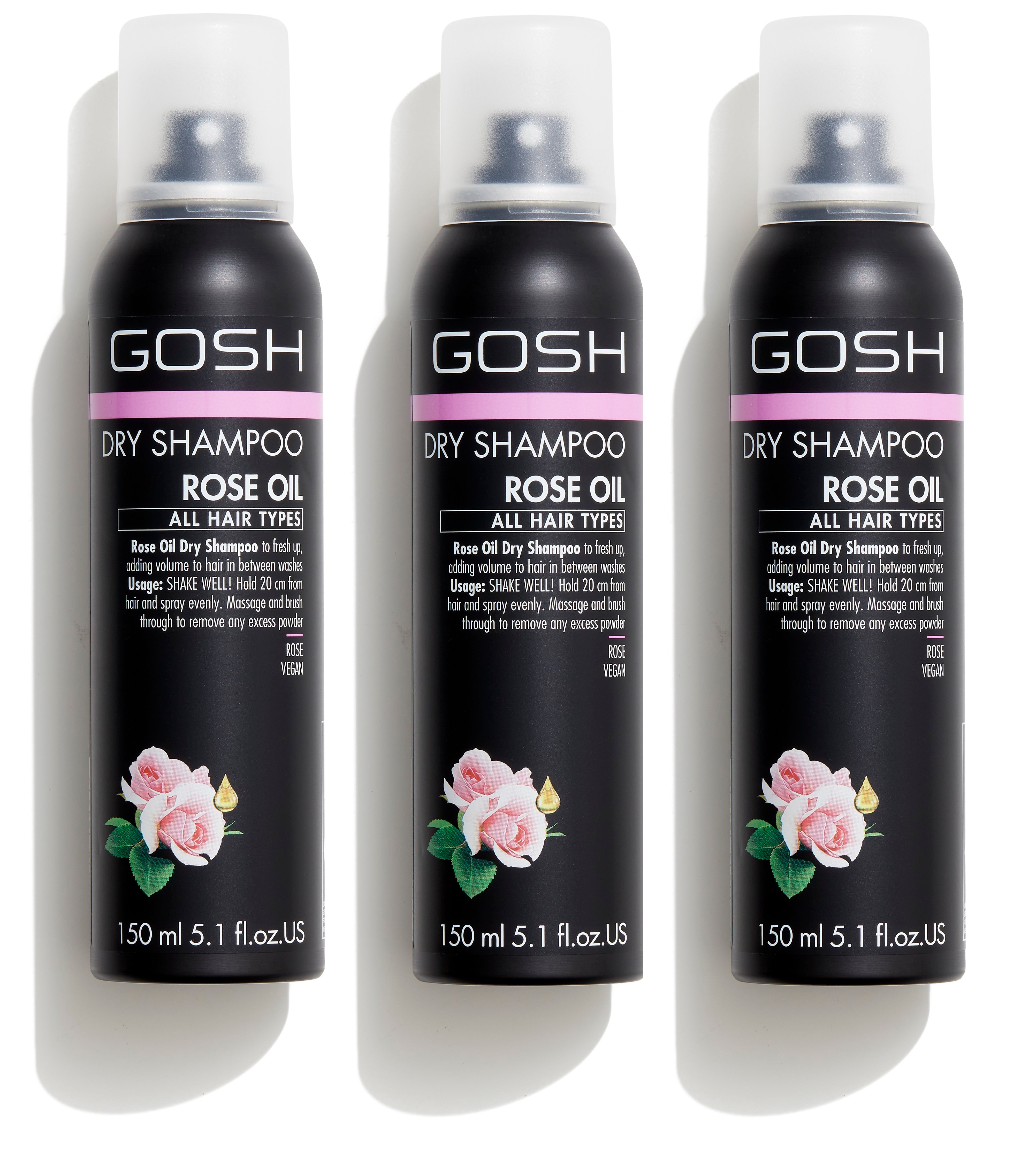 GOSH - 3 x Rose Oil Dry Shampoo 150 ml