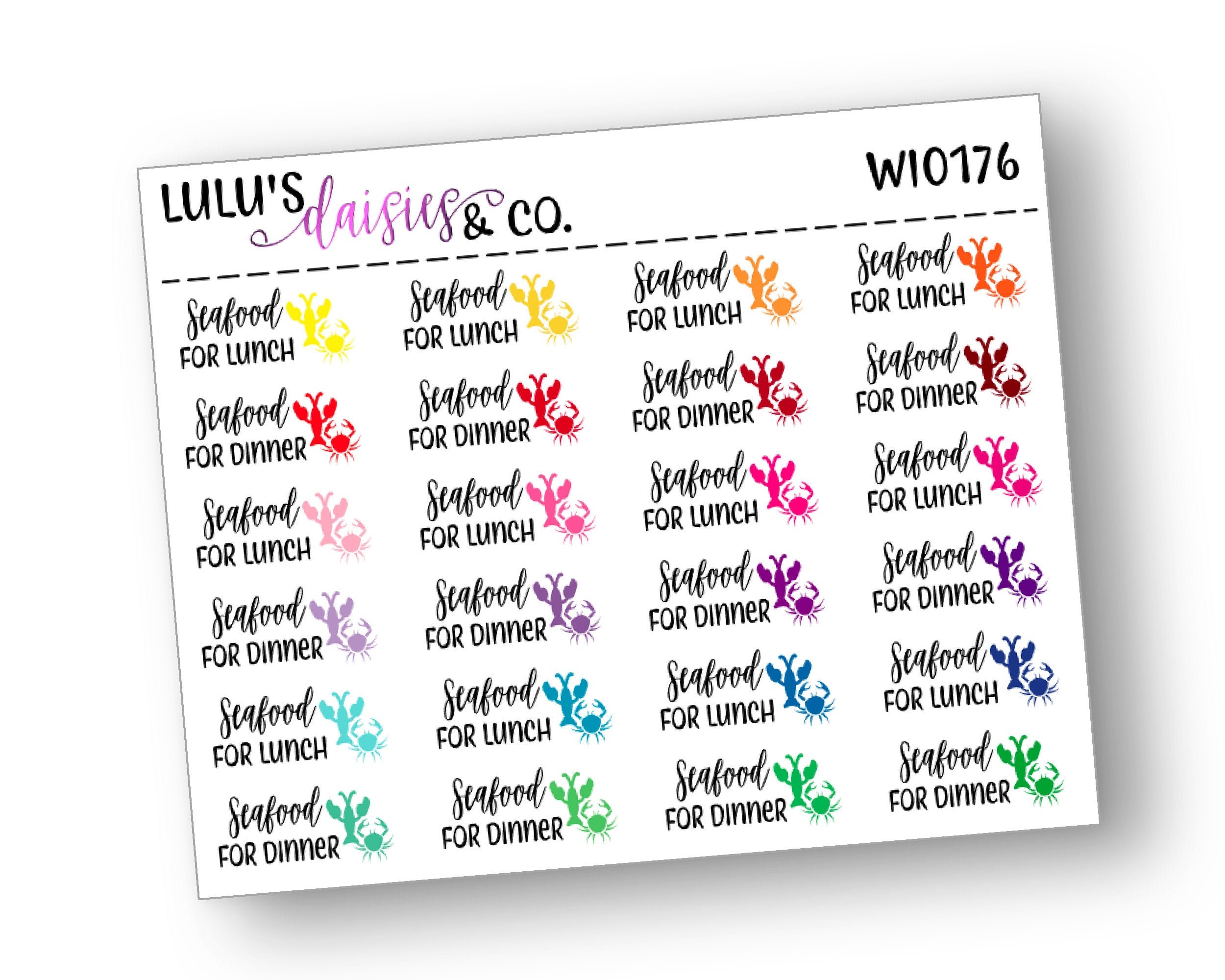 Seafood, Words & Icons, Icon Stickers, Multi Color, Planner Stickers, Matte Sticker Paper, [Wi0176] Multicolor