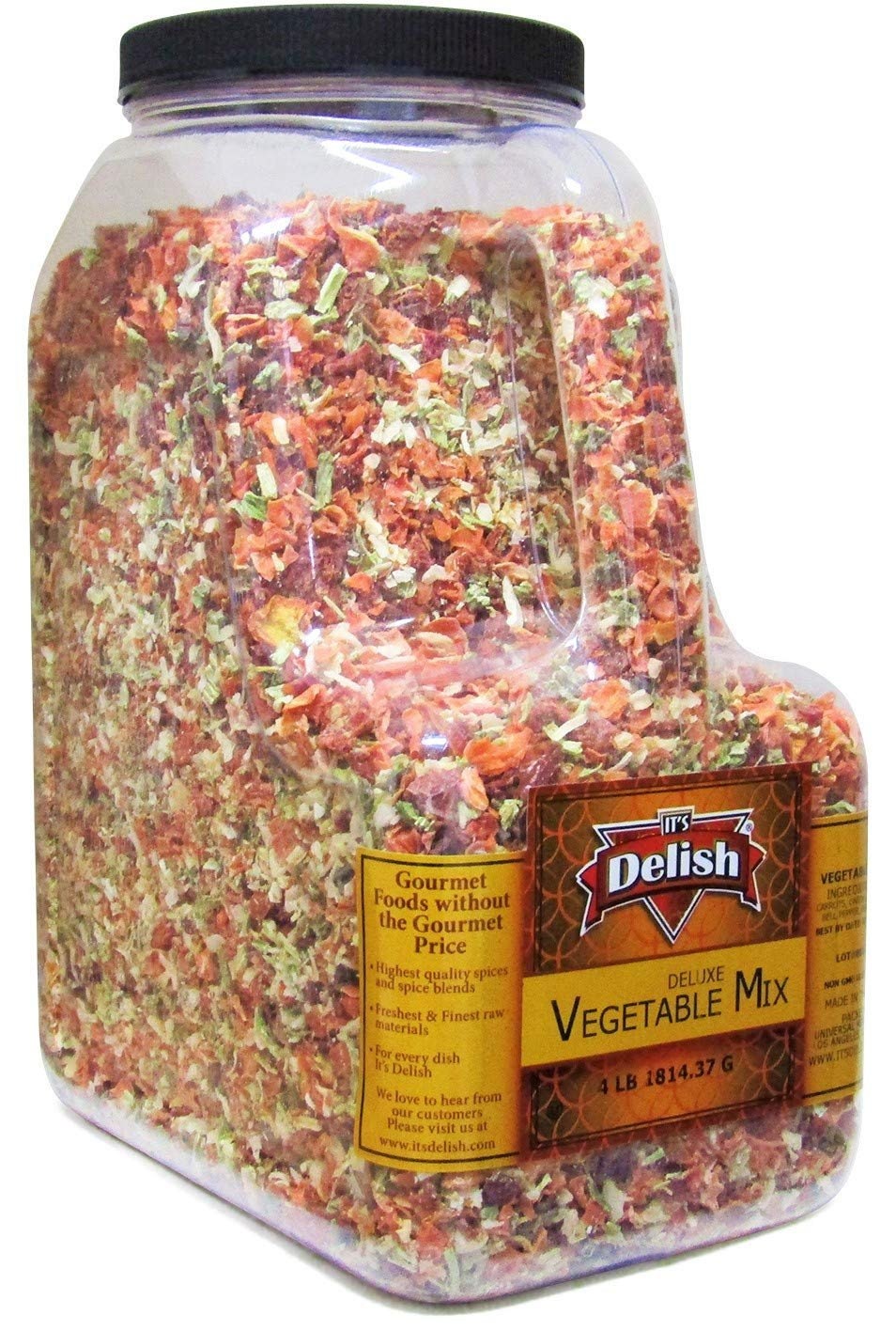 Deluxe Dried Vegetable Soup Mix By Its Delish, 4 lb Restaurant Gallon Size Jug With Handle | Premium Blend Of Dehydrated Vegetables