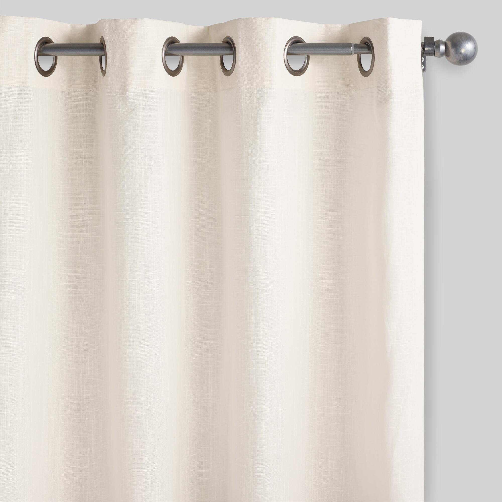 Ivory Cotton Harlow Grommet Top Curtains Set Of 2: White by World Market