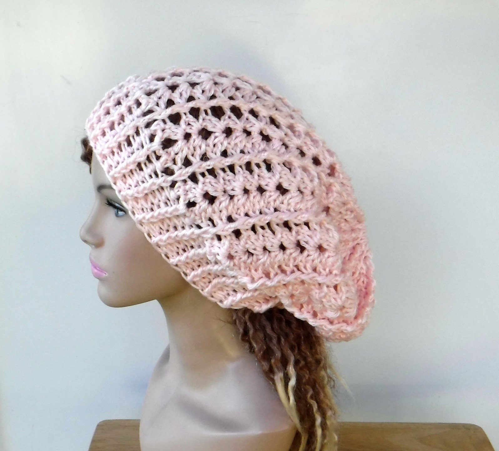 Soft Pink Slouchy Beanie, Wool Blend Woman Lacy Stretchy Hat/Women Teen Slouch Hat/Slouchy Beanie Women/Handmade Winter Women Hat
