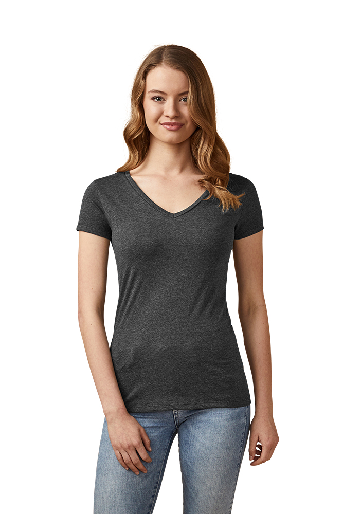 X.O V-Ausschnitt T-Shirt Damen, Schwarz-Melange, XL