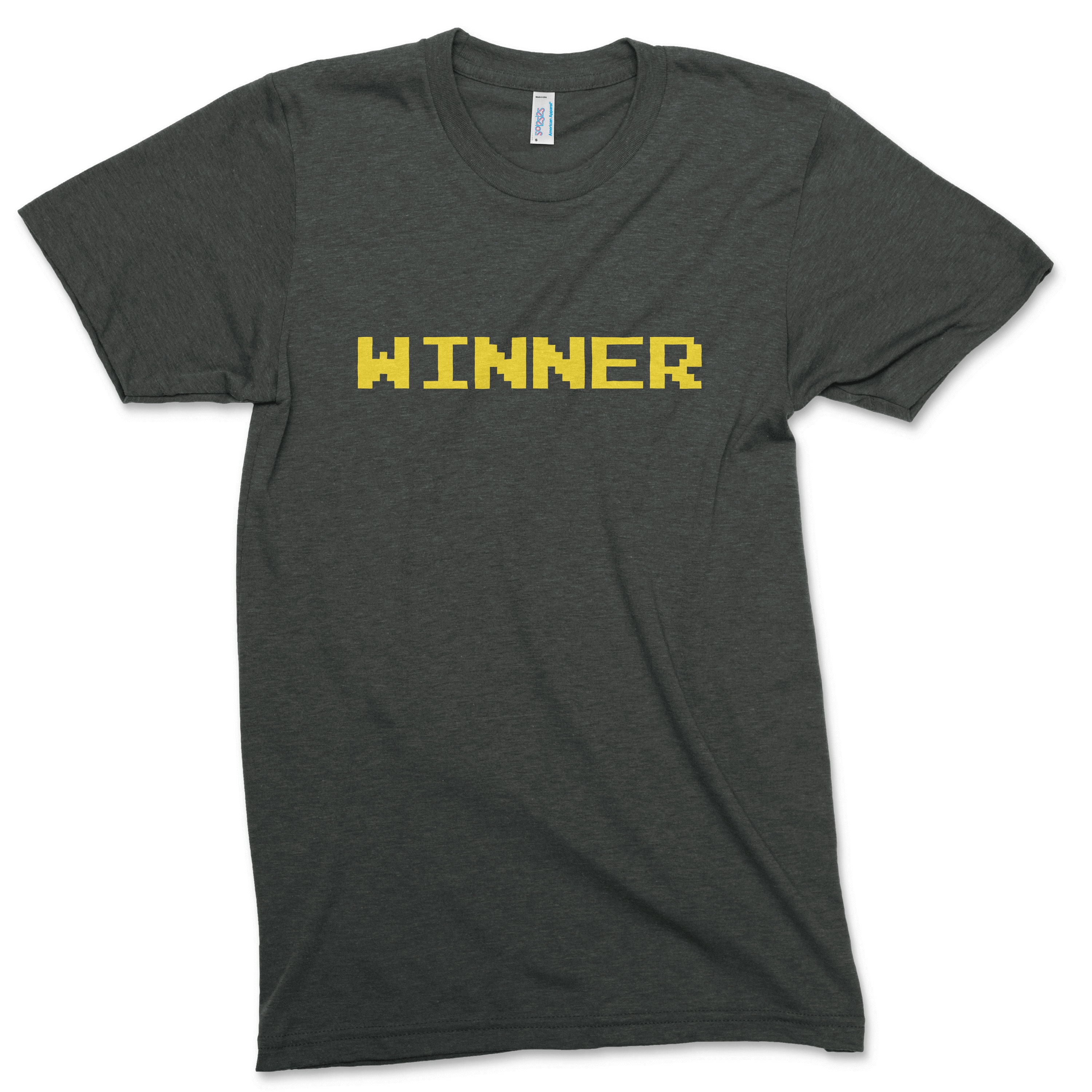 Winner Shirt - American Apparel Tri-Blend Track T-Shirt 8 Bit Game Winner, Over, Retro Gaming Console Font, 8-Bit Video
