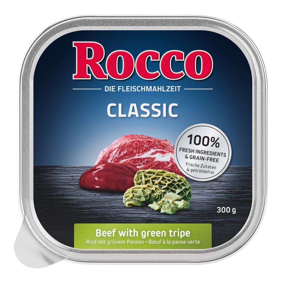 Rocco Trays Mixed Pack 9 x 300g - Classic Mix 1: Pure Beef, Green Tripe, Poultry Hearts