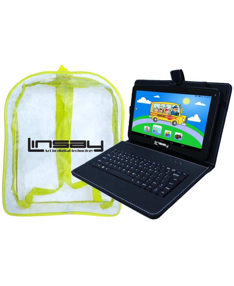 LINSAY 10.1-in Wi-Fi Only Android 10 Tablet with Accessories with Case Included | F10XHDCKBAG