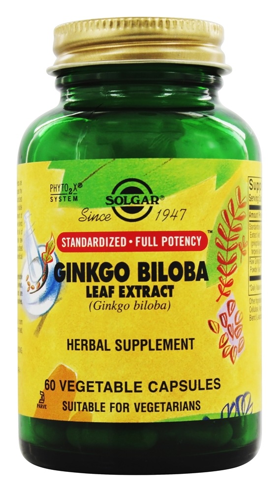 Solgar - Ginkgo Biloba Leaf Extract - 60 Vegetarian Capsules