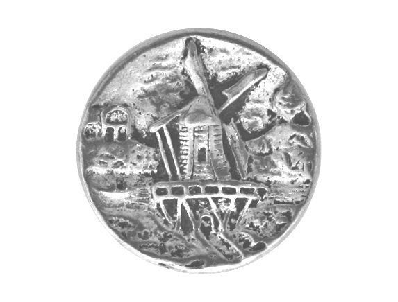 Ram's Horn Windmill 11/16 Inch | 17 Mm Pewter Button Antique Silver Color