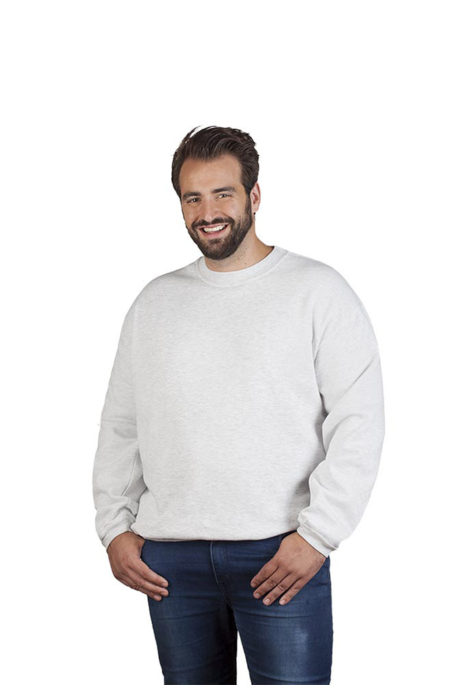 Premium Sweatshirt Plus Size Herren, Hellgrau-Melange, 4XL