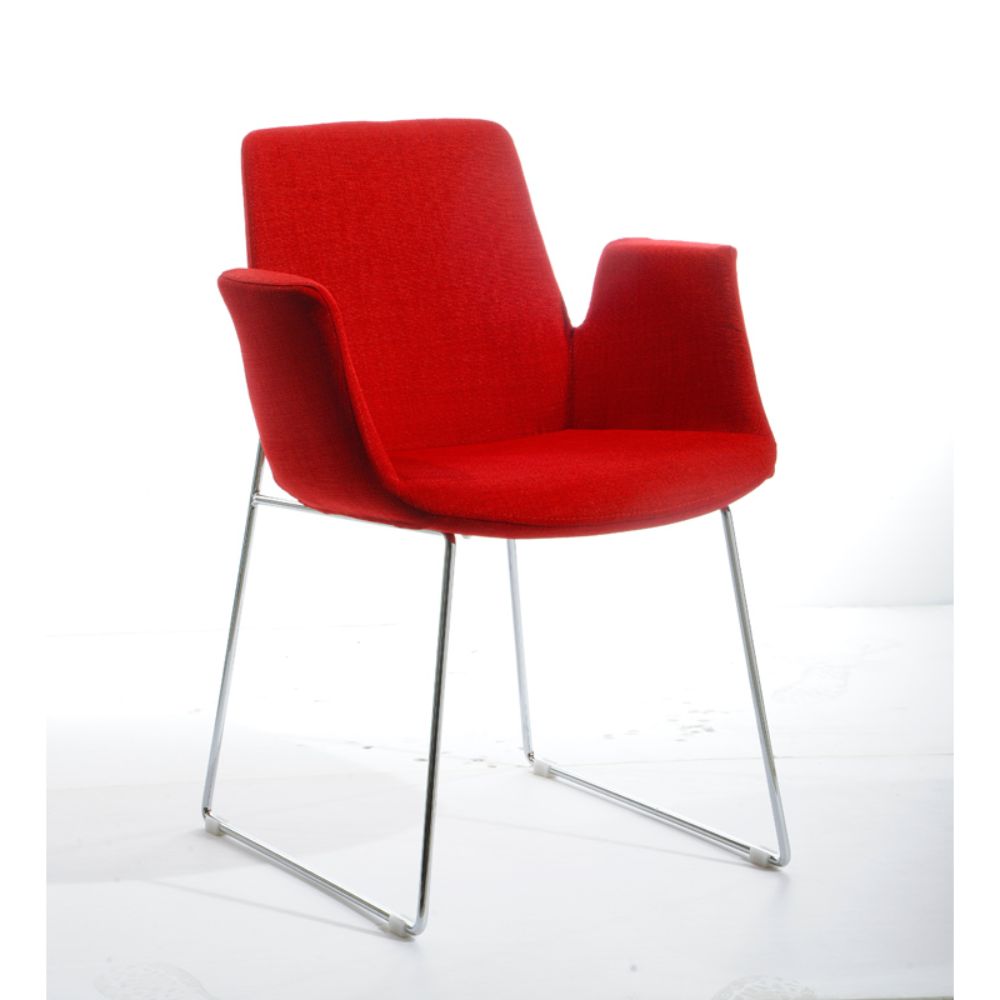 HomeRoots Valerie Contemporary/Modern Polyester/Polyester Blend Dining Side Chair (Metal Frame) in Red | 283964