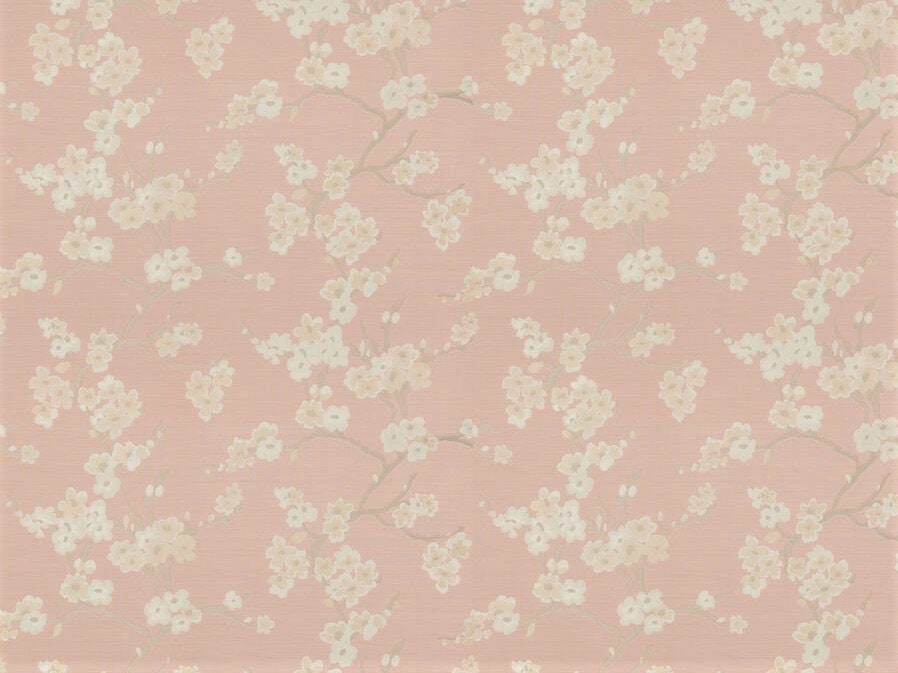 Cotton Blend Rose Blush Taupe Beige Ivory Cherry Blossom Floral Chinoiserie Upholstery Drapery Fabric/Bermuda