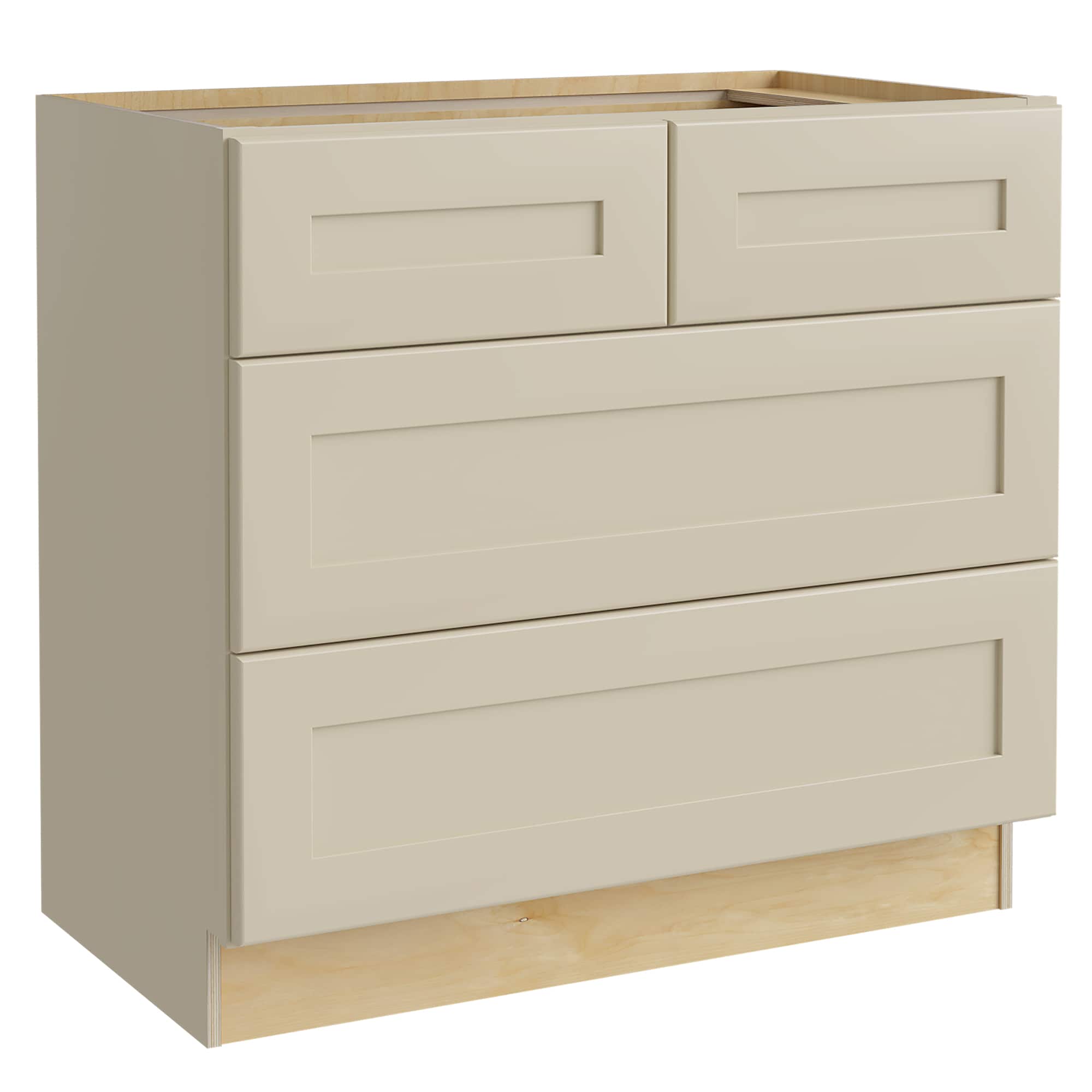 Luxxe Cabinetry 36-in W x 34.5-in H x 24-in D Norfolk Blended Cream Painted Drawer Base Fully Assembled Semi-custom Cabinet in Off-White | BD36-NBC