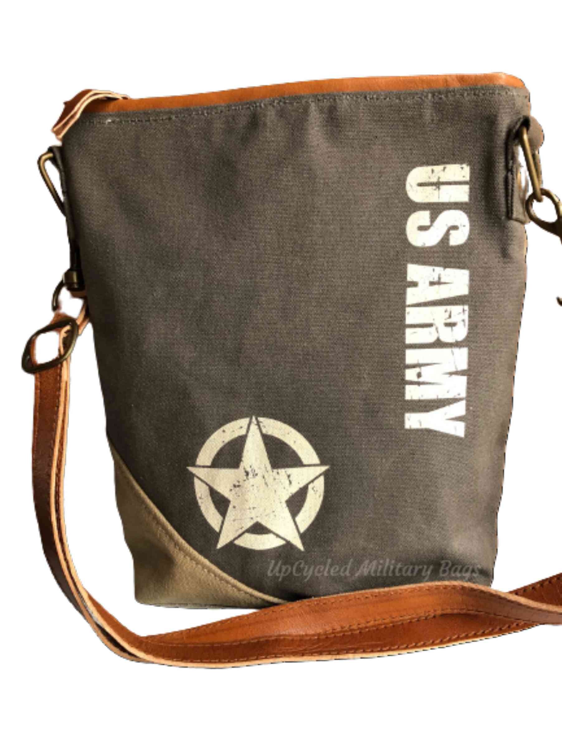 Us Army Repurposed Military Canvas Slim Crossbody Bag Upcycled Wife Army Mom Gift Patriotic Bags Shoulder