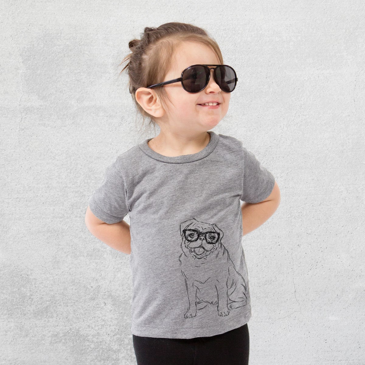 Higgins The Nerd Pug Dog Tri-Blend Shirt - Kids Tshirt Animal Glasses T Children Girl Boy Unisex Clothing