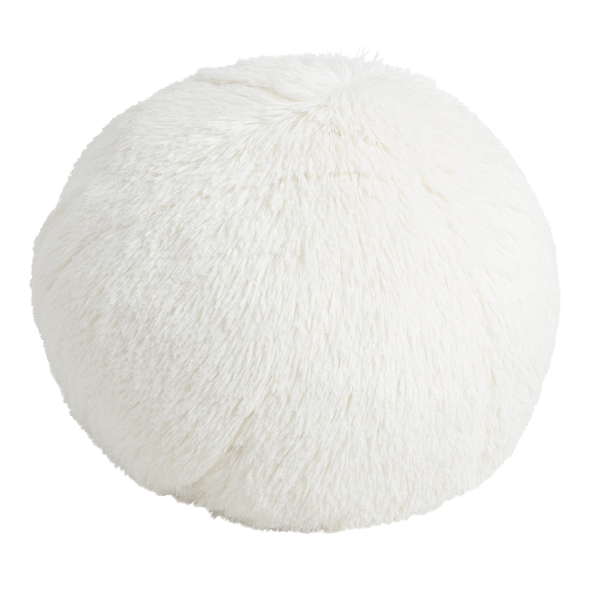 Round White Snowball Throw Pillow by World Market