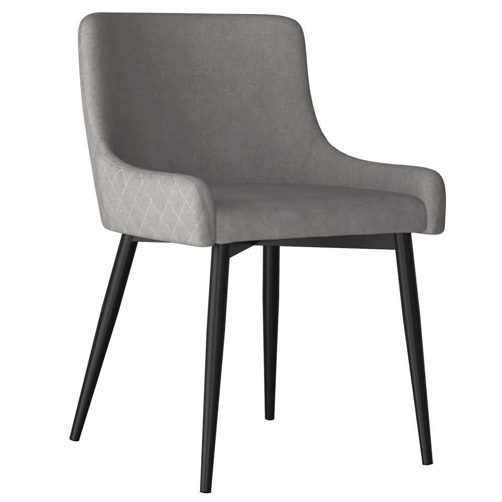 Worldwide Homefurnishings Set of 2 Contemporary/Modern Polyester/Polyester Blend Upholstered Dining Side Chair (Metal Frame) in Gray | 202-086GY/BK