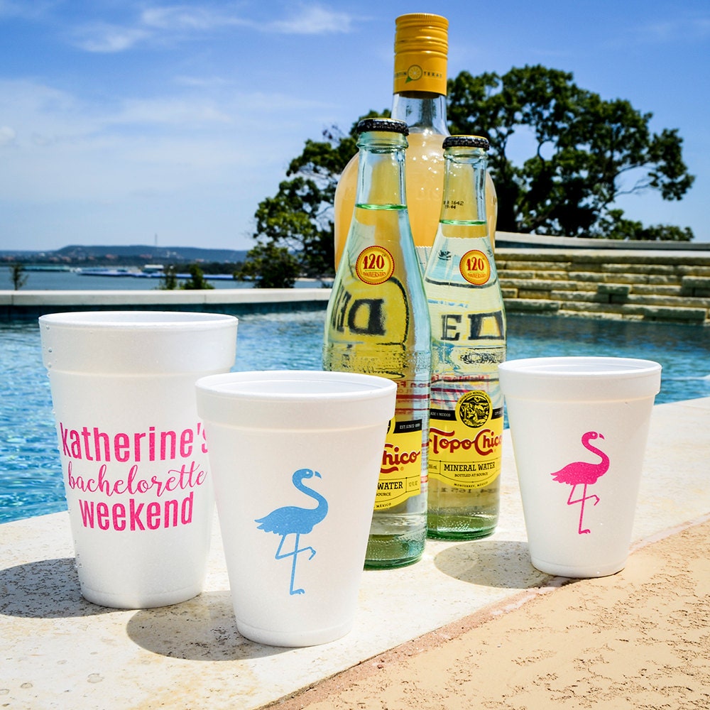 Personalized Bachelorette Party Foam Cups, Custom Styrofoam Printed Beach - Set Of 100