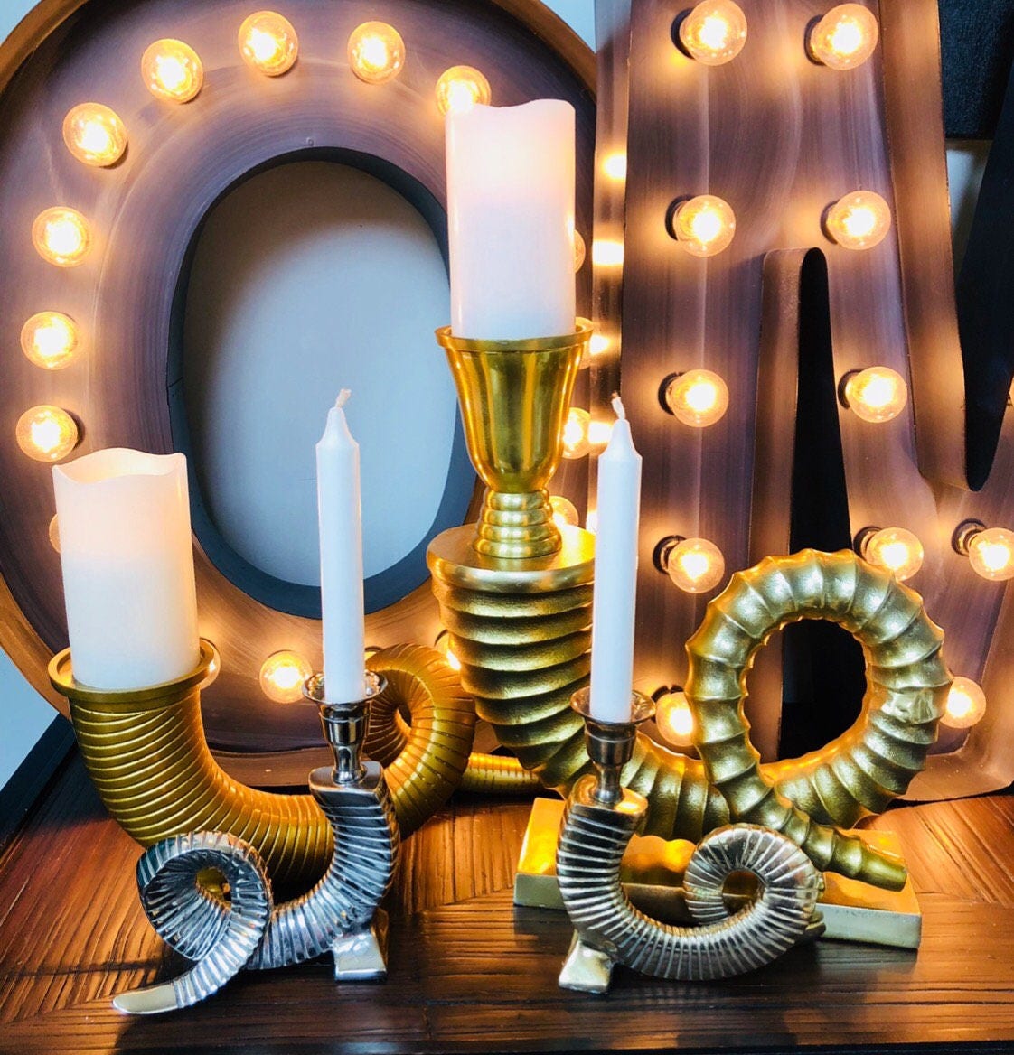 Metallic Ram Horn Vintage Candle Holders in Choice Of Styles