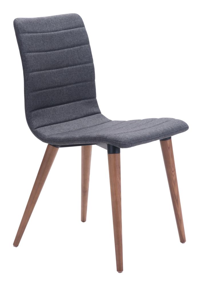 Zuo Modern Set of 2 Jericho Contemporary/Modern Polyester/Polyester Blend Upholstered Dining Side Chair (Wood Frame) in Gray | 100274