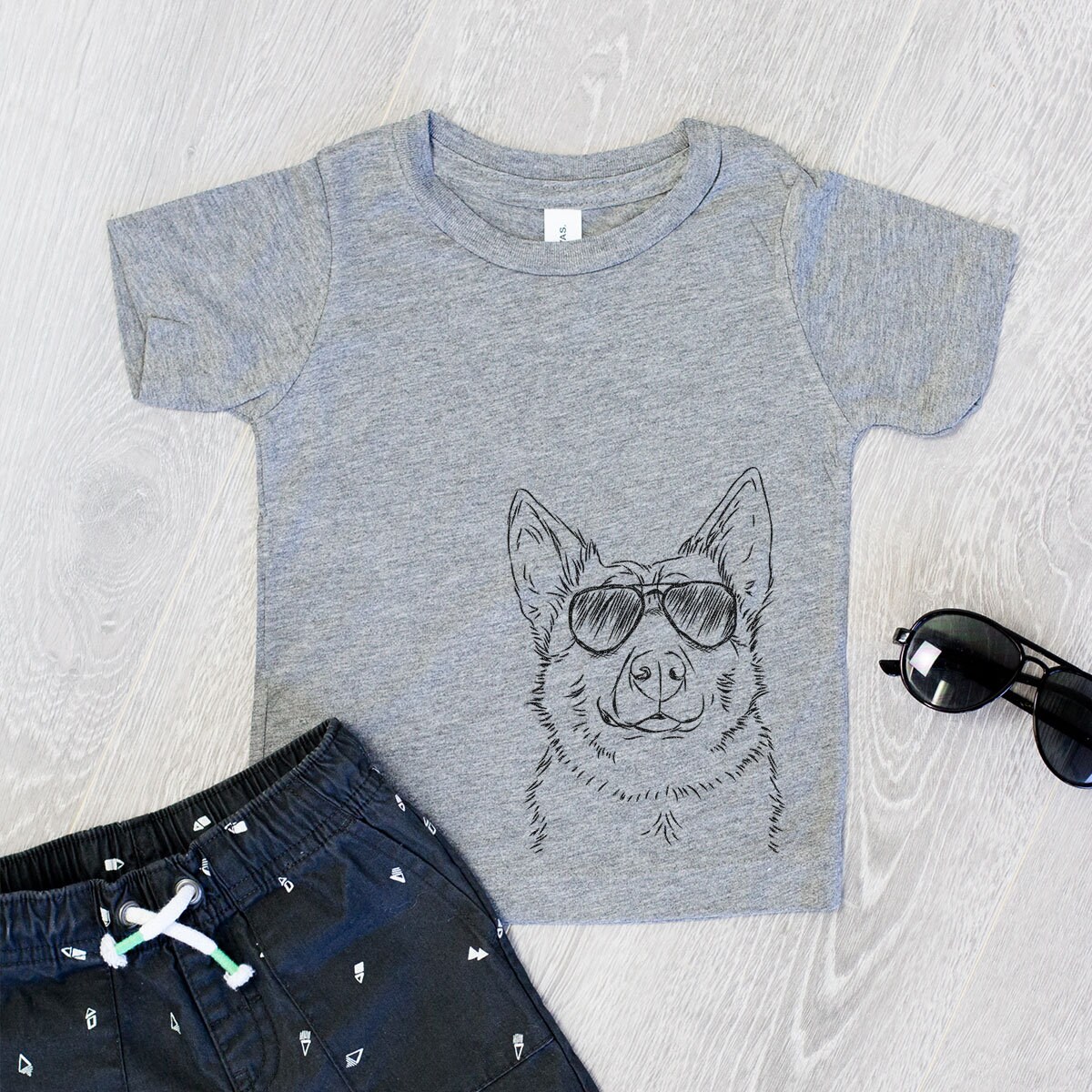 Austin The Heeler Tri-Blend Shirt - Kids Dog Tshirt Animal Glasses T