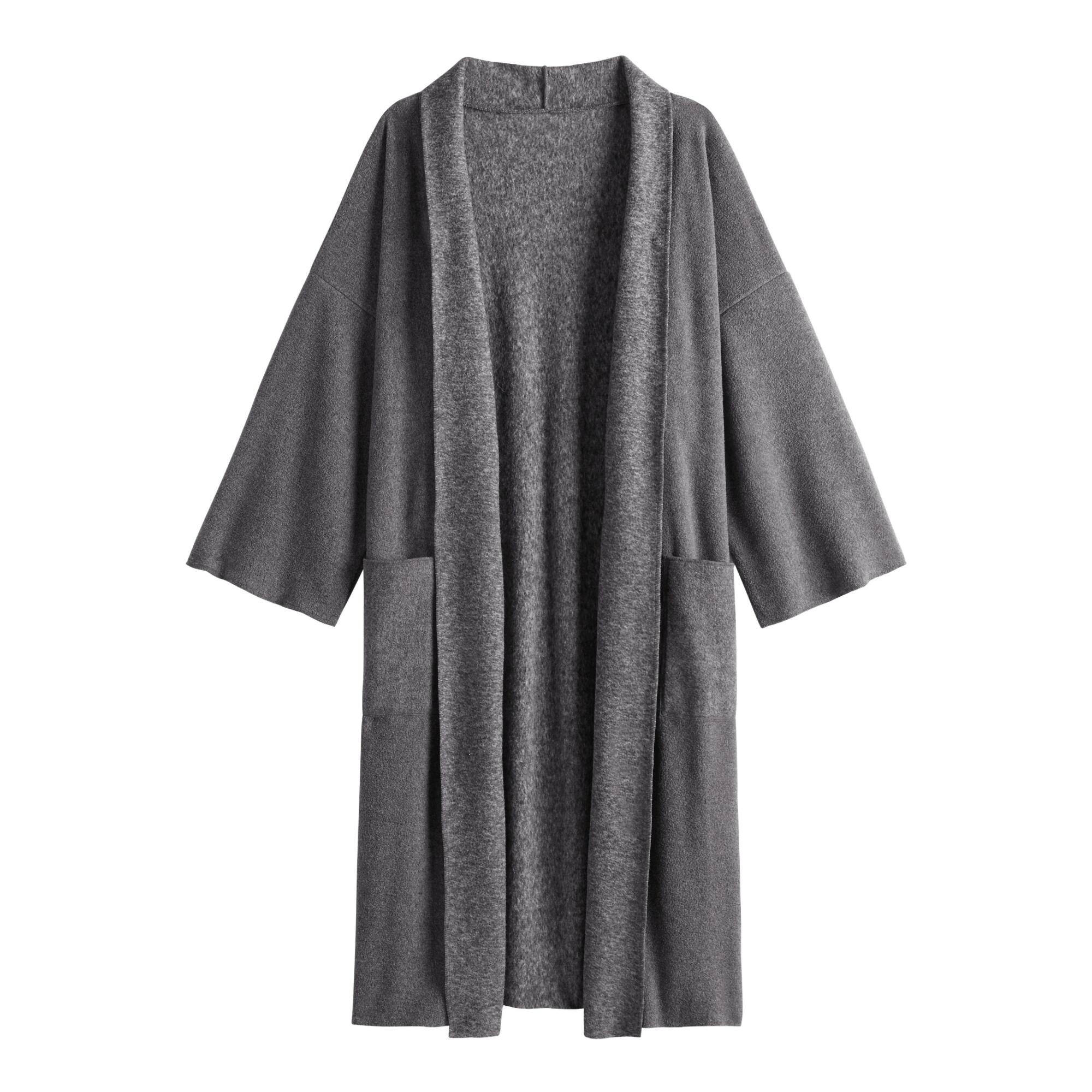 Gray Fleece Open Front Lounge Jacket With Pockets by World Market