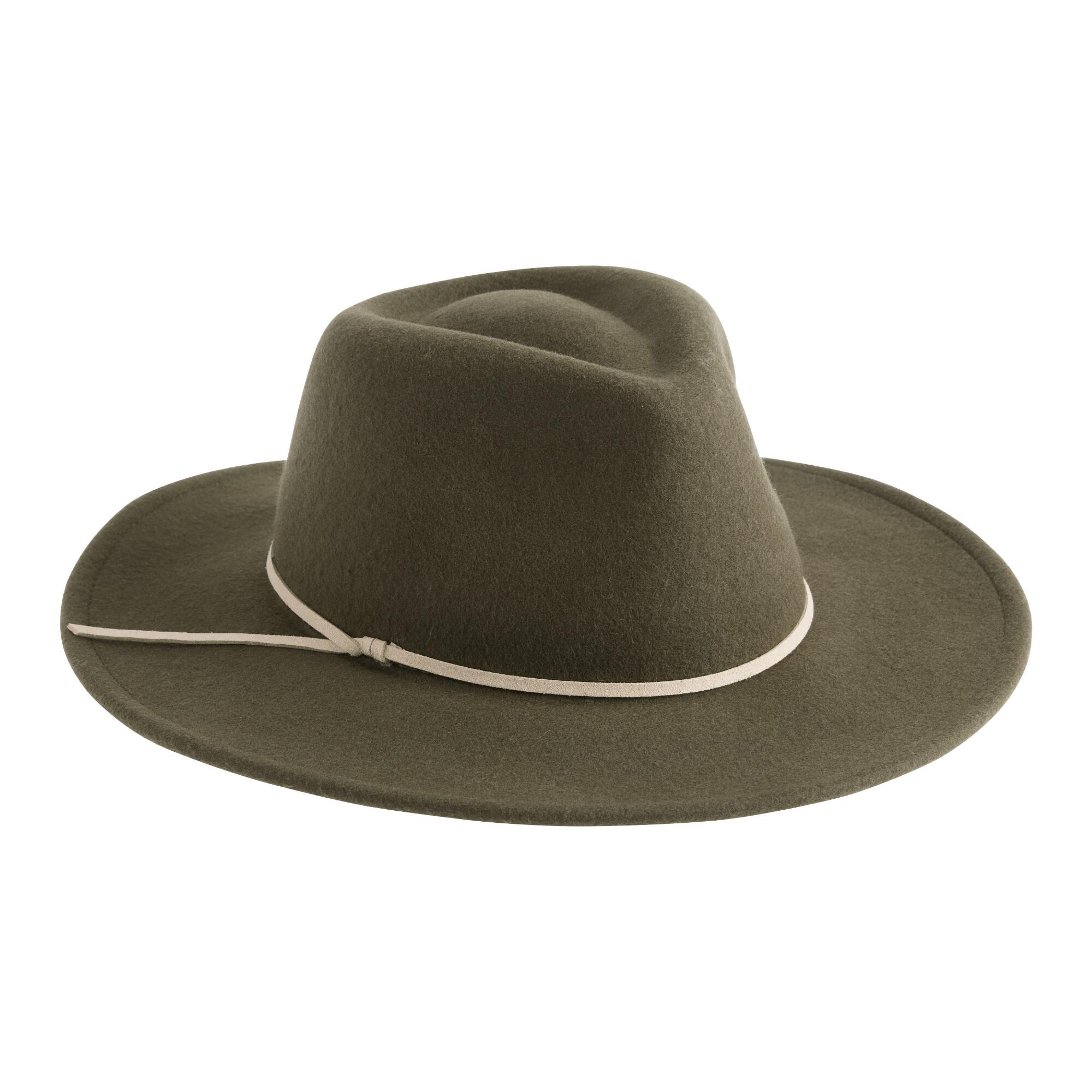 Olive Rancher Hat With Tan Trim: Green - Wool by World Market