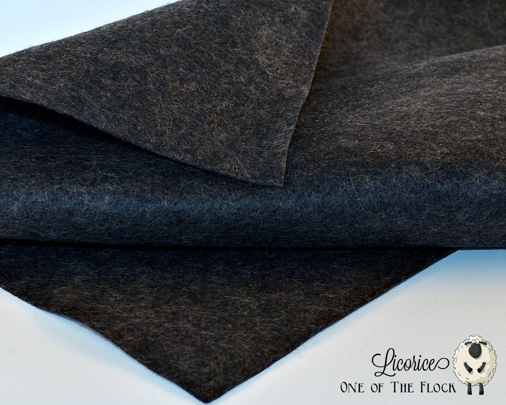 Licorice Wool Felt, Merino Blend Felt Yardage, Fabric, Heathered Black Prim Fabric