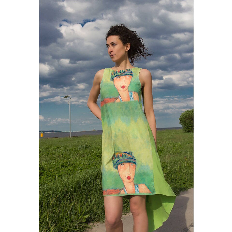 Final Sale Asymmetric Dress/Women Tunic-Dress Womens Dresses Tunics Summer Tunic Green Comfortable Co