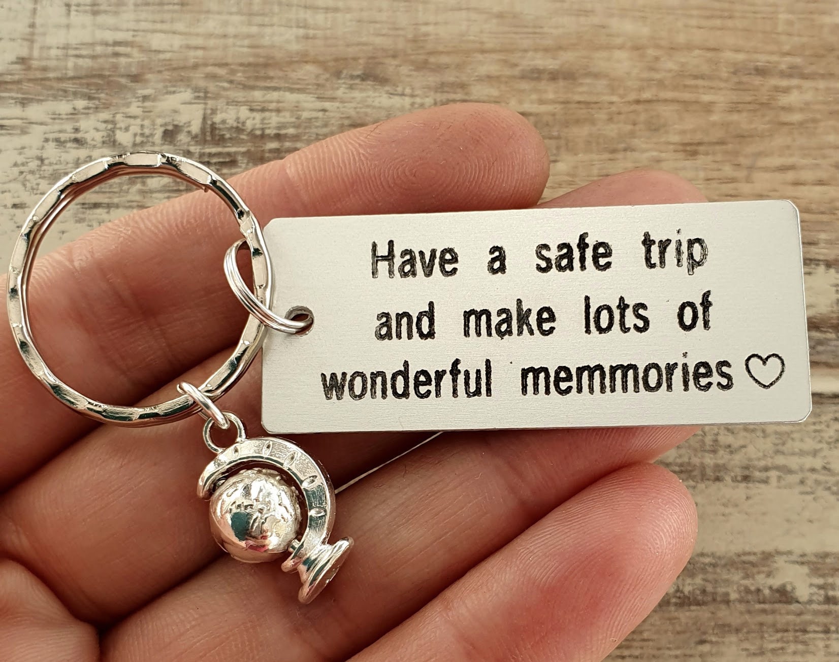 Personalized Have A Safe Trip Keychain, Unique Gifts For Frequent Travelers Long Distance Relationship Gift, Engraved Travel Keyring Him