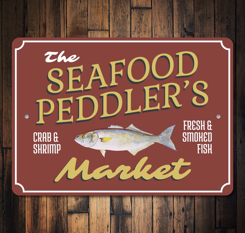 Seafood Market Sign, Fish Lover Kitchen Decor, Chef Gift, Quality Metal Signs
