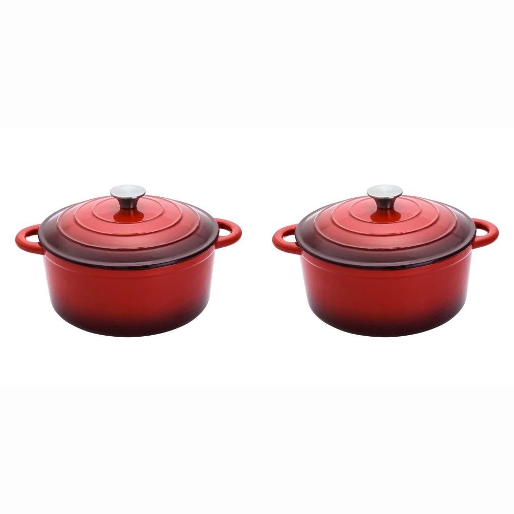 Hamilton Beach Hamilton Beach 5.5 Qt. Enameled Iron Covered Round Dutch Oven Pot, Red (2 Pack) Stainless Steel | 115238