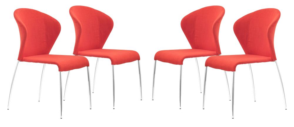 Zuo Modern Set of 2 Oulu Contemporary/Modern Polyester/Polyester Blend Upholstered Dining Side Chair (Metal Frame) in Orange | 100041