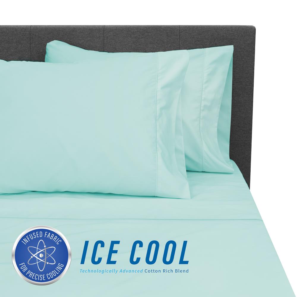 SensorPEDIC Ice Cool 400 Thread Count Sheet-Set California King Cotton Blend 4-Piece Bed Sheet in Blue | 10343