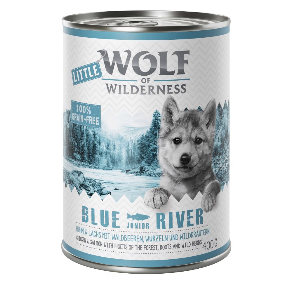 Little Wolf of Wilderness Saver Pack 24 x 400g - Blue River Junior - Chicken & Salmon