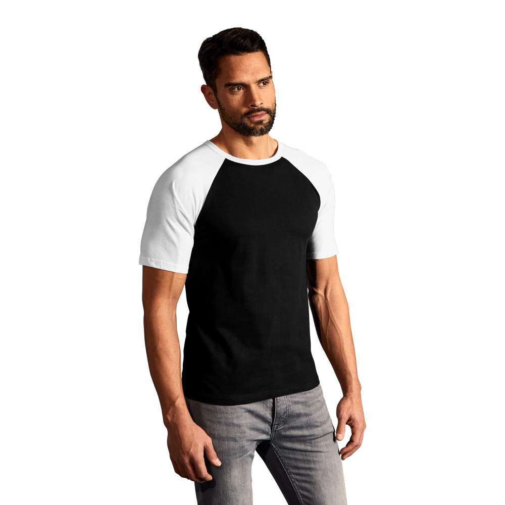 Raglan Baseball T-Shirt Herren, Schwarz-Weiß, XL